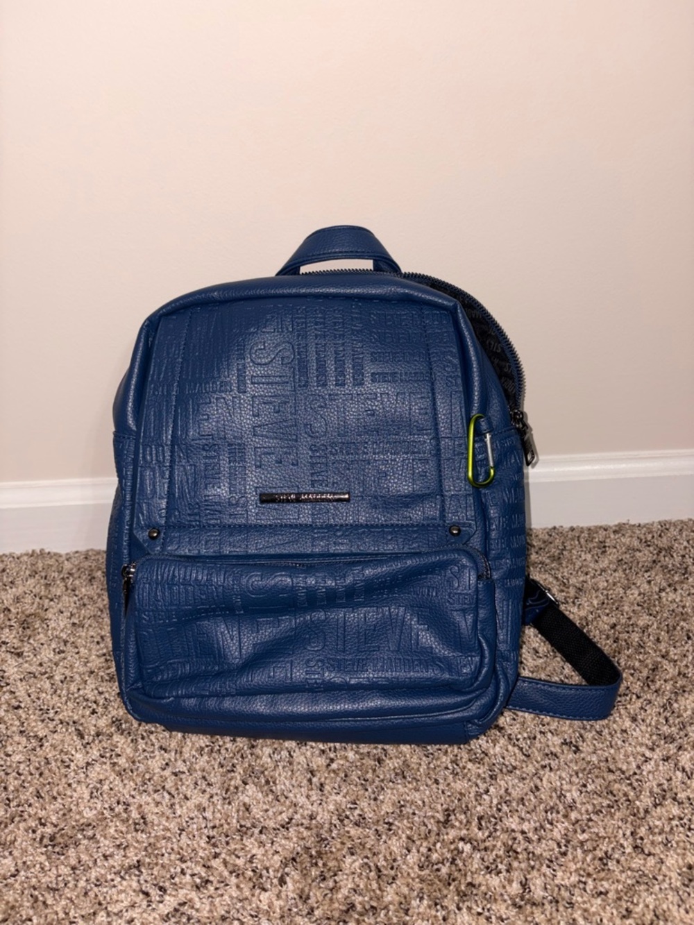 Steve Madden Navy Embossed Logo Backpack - Blue
